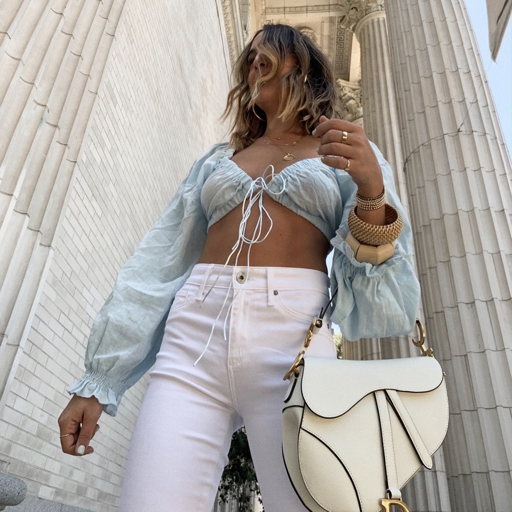 Long sleeve tie crop top